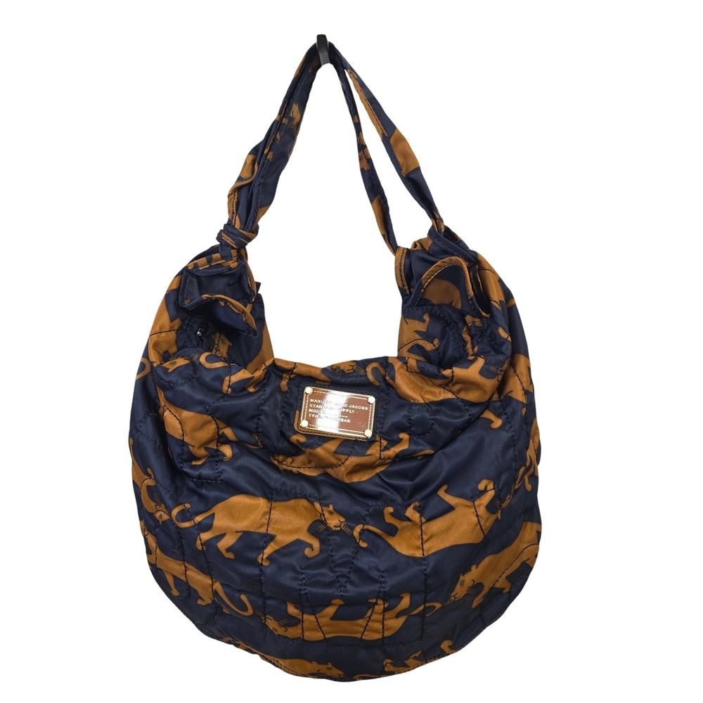 Marc by Marc Jacobs Normandy Blue Panther Leopard Quilted Nylon Hobo Bag NWT